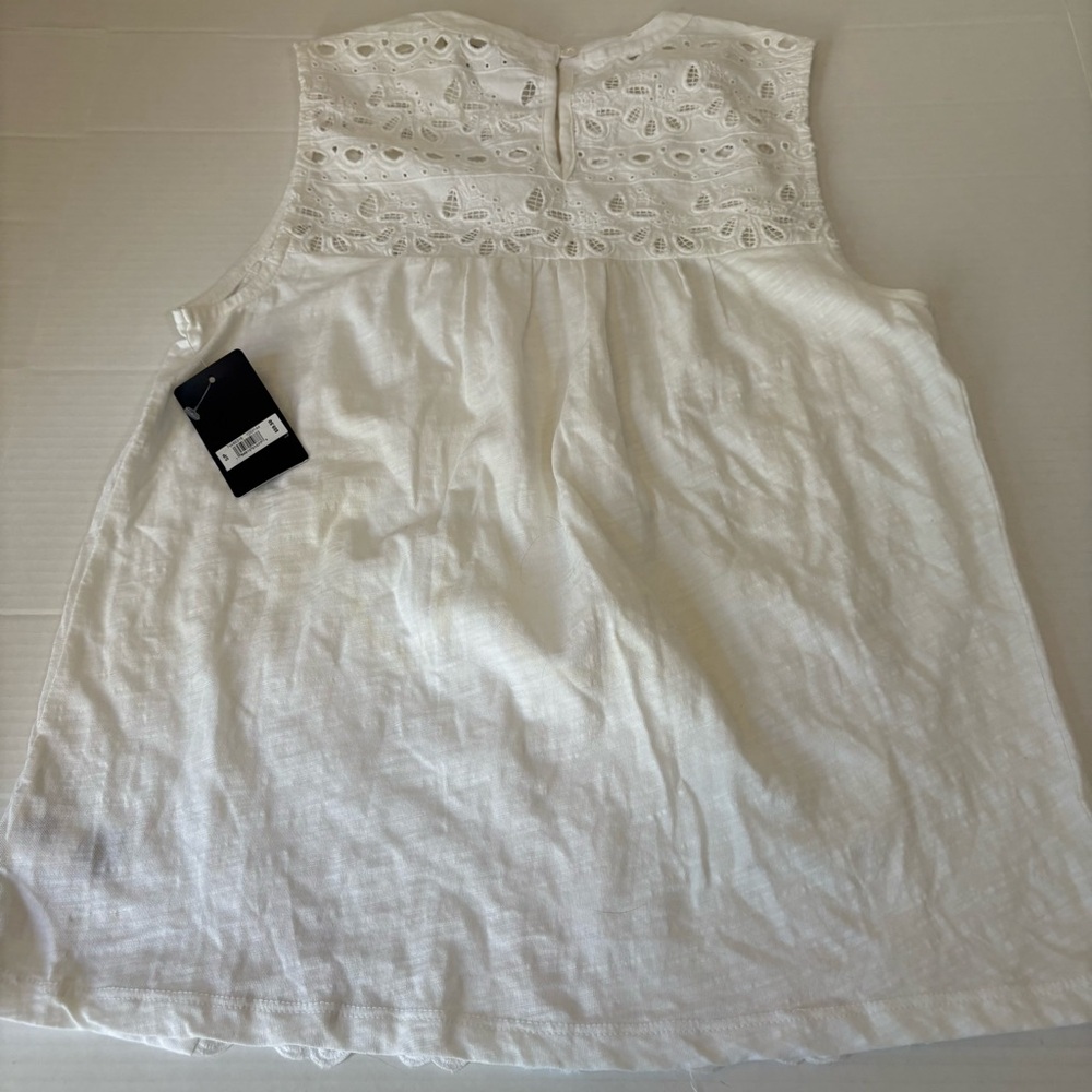 NWT….LUCKY BRAND White Sleeveless Embroidered Top - Picture 4 of 8